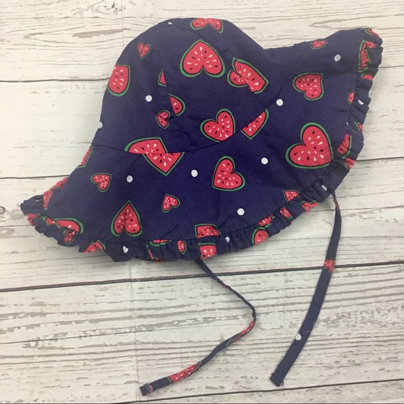Emma & Elsa Girls Size 5 Dress & Sunhat Watermelon Hearts Ruffles Cotton Summer - Picture 12 of 16